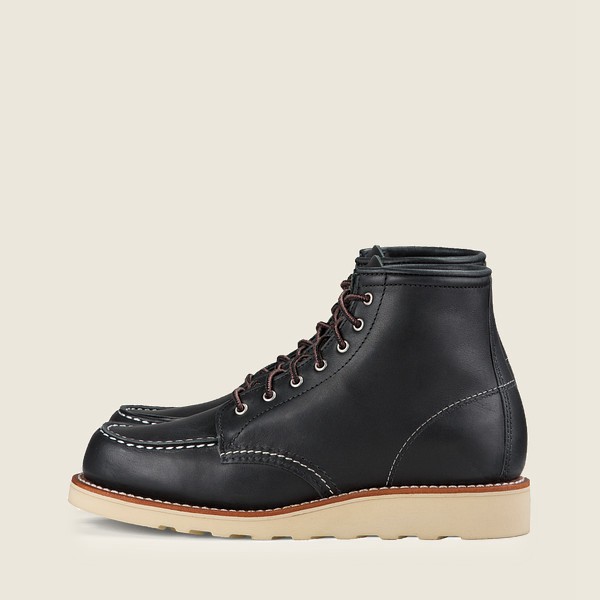 Heritage Støvler Dame - Red Wing 6-Inch Classic Moc - Short Boundary Læder - Sort - BVFQYD-602